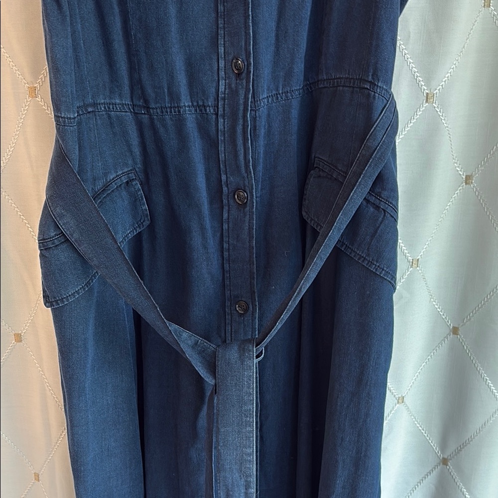 BANANA REPUBLIC Sleeveless lightweight Denim/lyocell Button-Up dress. - Picture 4 of 7